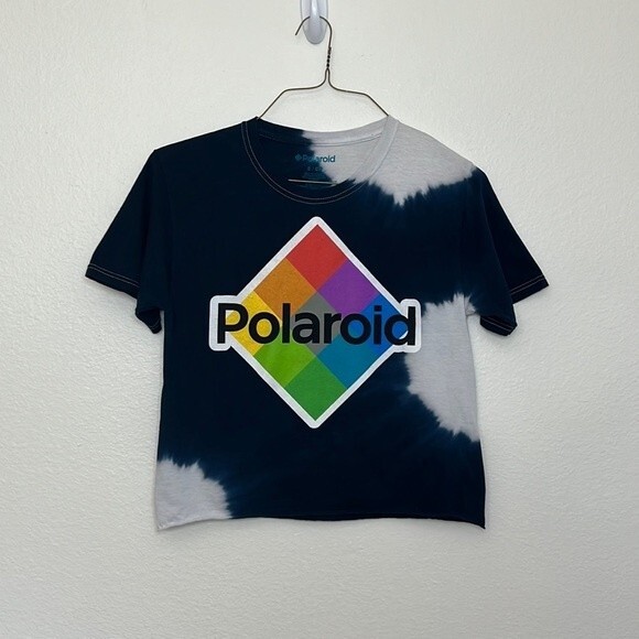 Polaroid Tie Dye Crop Top Graphic Print Tee Size Small - Picture 1 of 9
